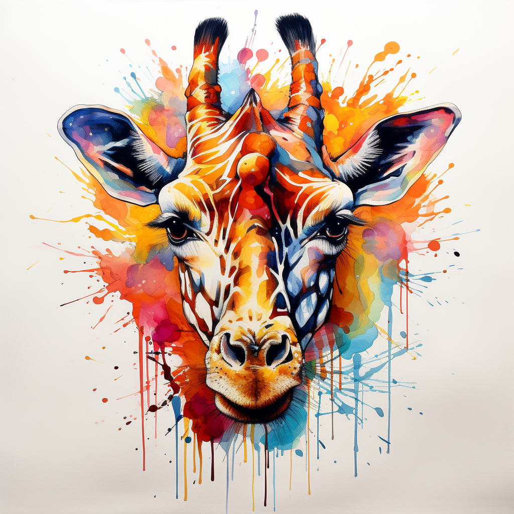 colourful-tattoos,Giraffe Abstract Watercolor