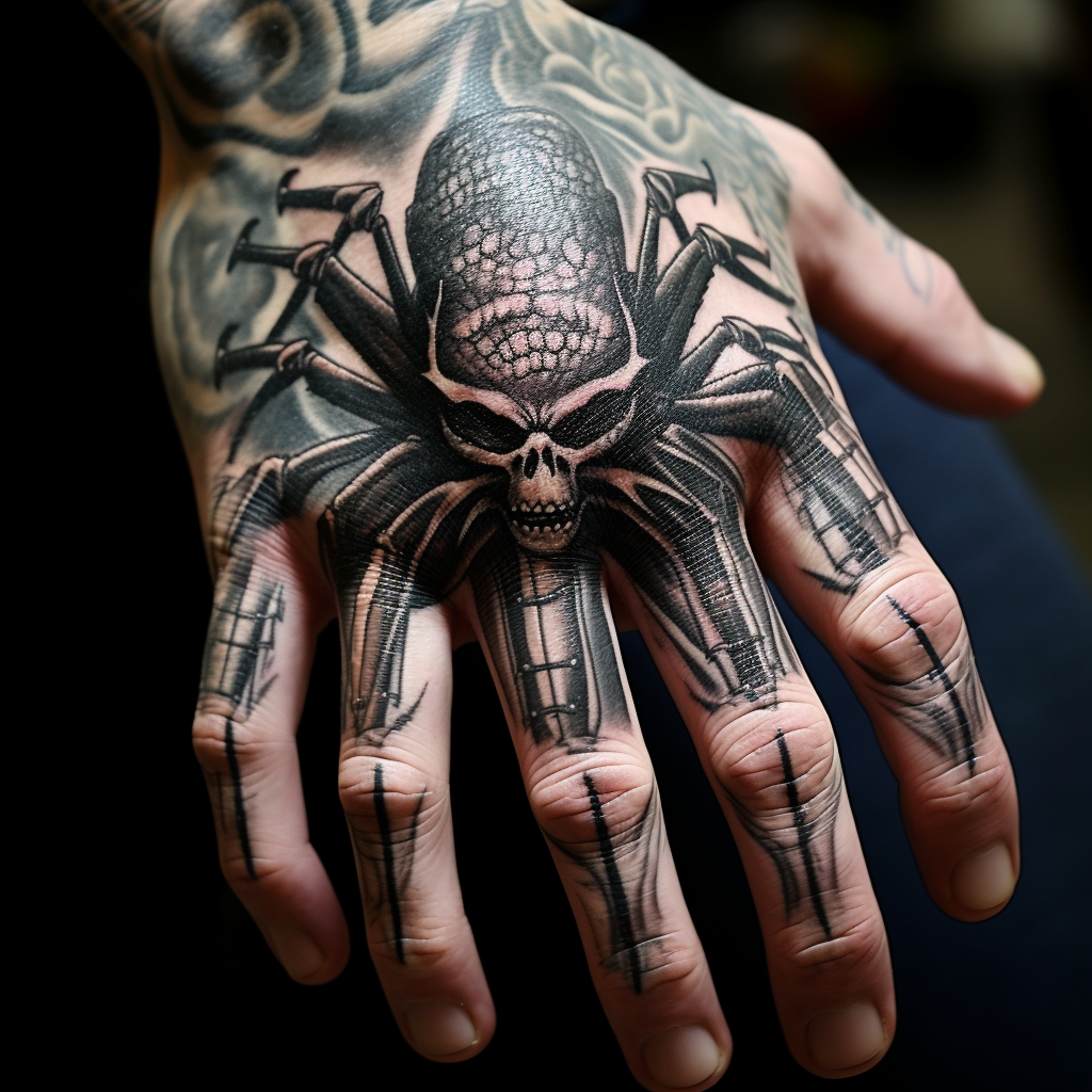 classic-tattoos,Spider On Thumbs