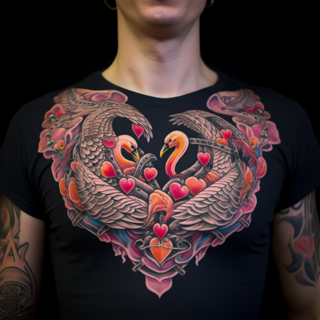 animal-tattoos,Swan Chest Tattoo