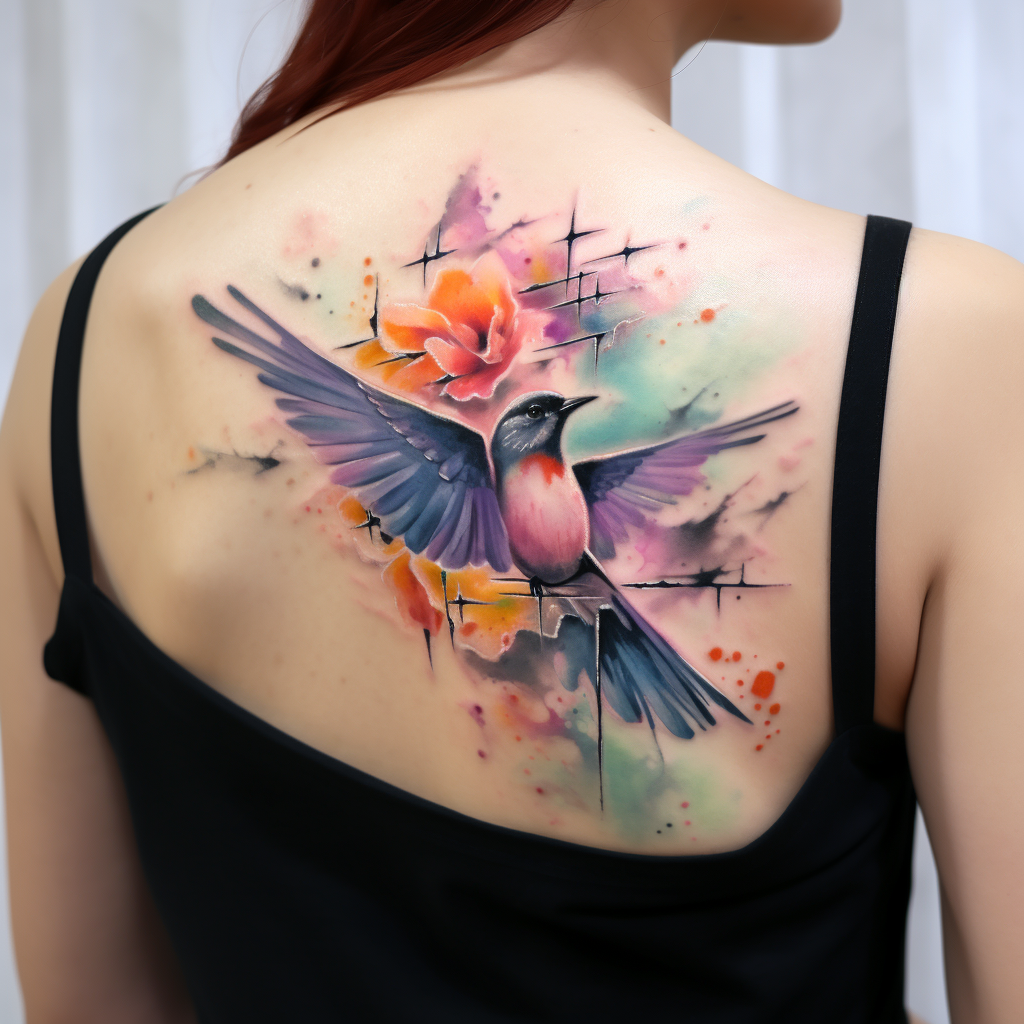 a tattoo,birds,Watercolor Wing on Shoulder Blade & Arm