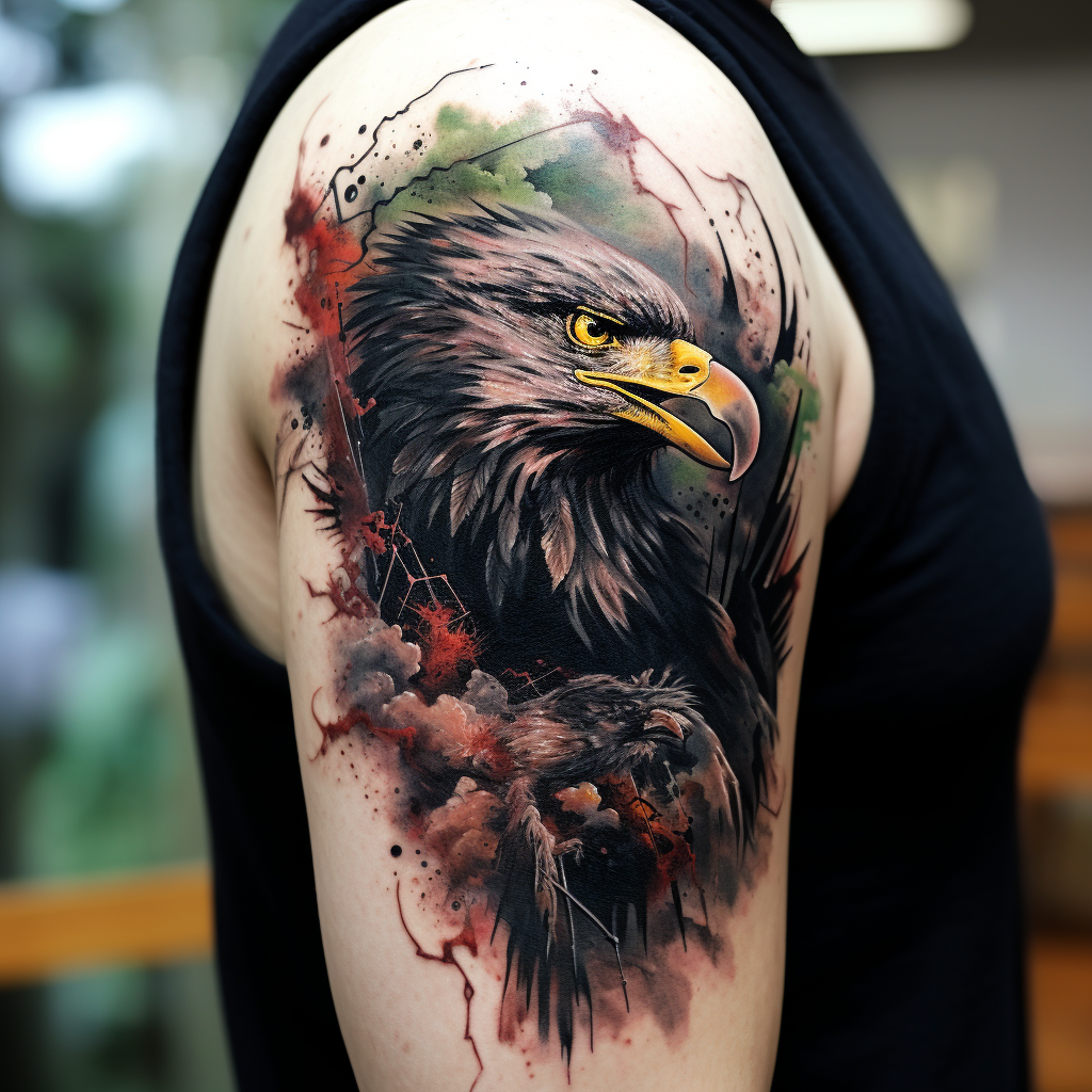 a tattoo,birds,Eagle Bicep Tattoo