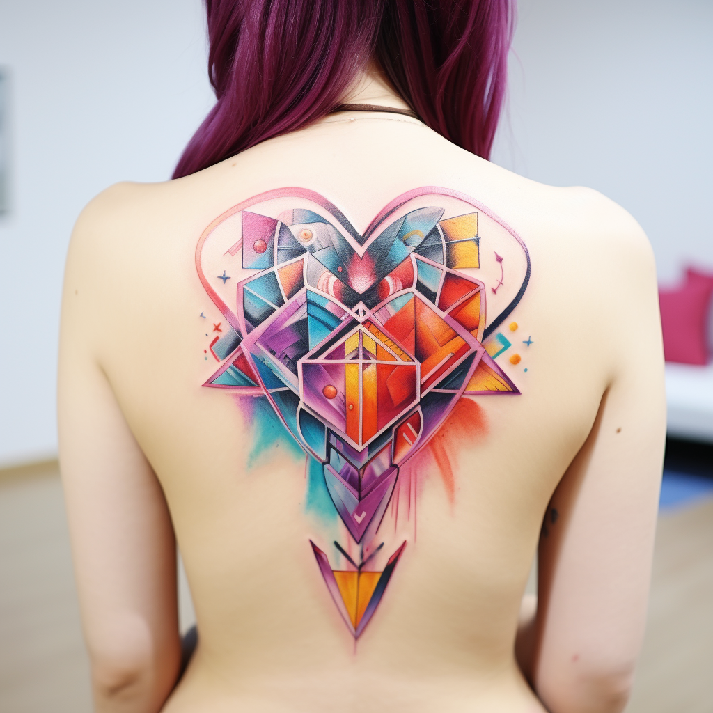 colourful-tattoos,Colorful Geometric Heart