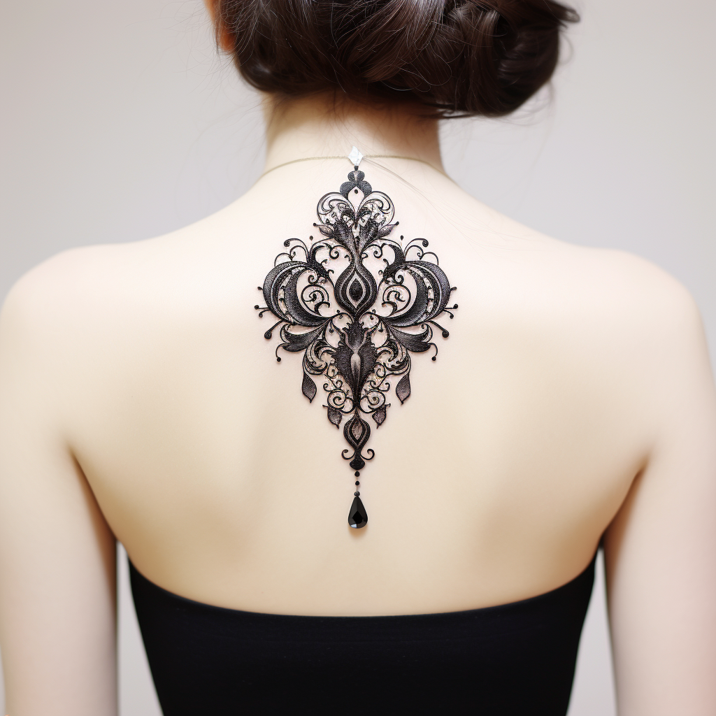 a tattoo,black-ink,Ornamental Jewel Tattoo