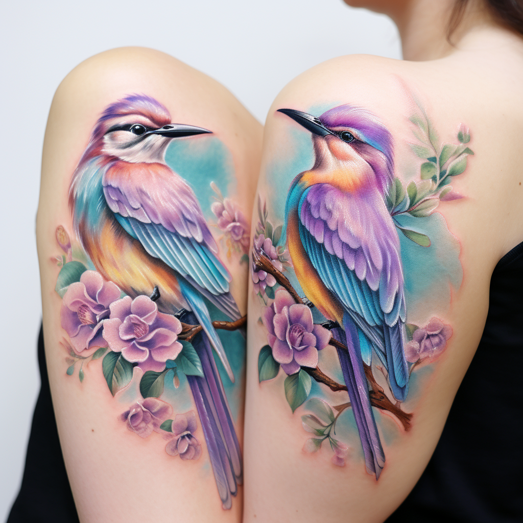 a tattoo,birds,Lilac Breasted Roller Birds