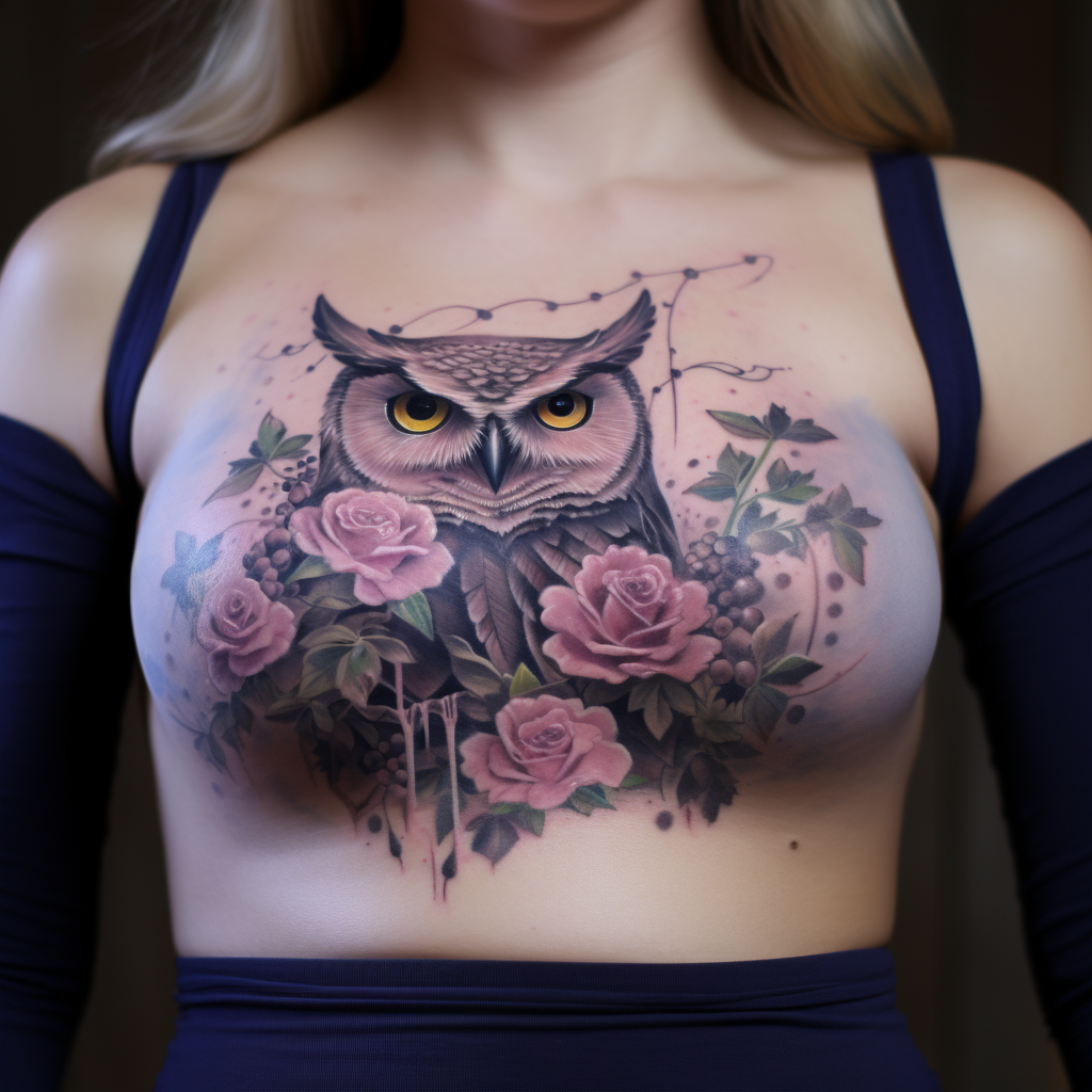 a tattoo,birds,Owl Side Piece