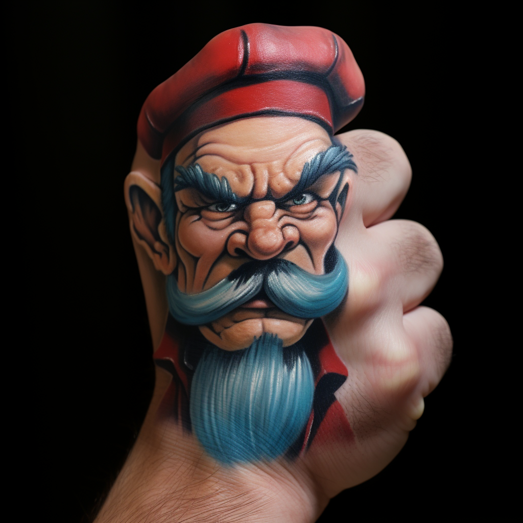 3d-tattoos,Popeye 3D Fist