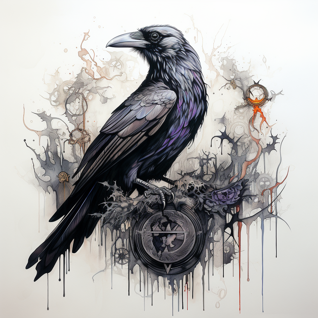a tattoo,black-ink,Ravens Art Piece