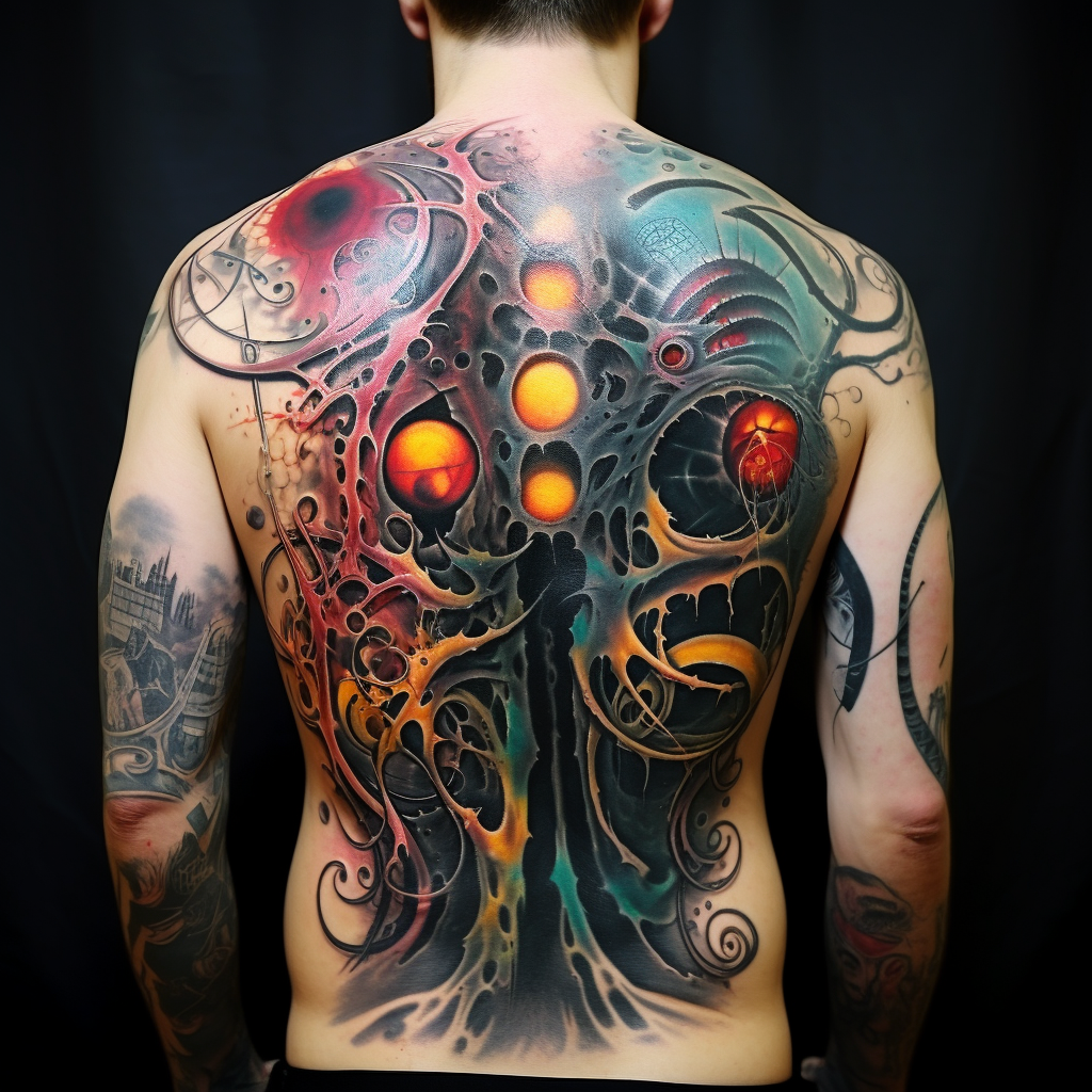 back-tattoos,Abstract Full Back Piece
